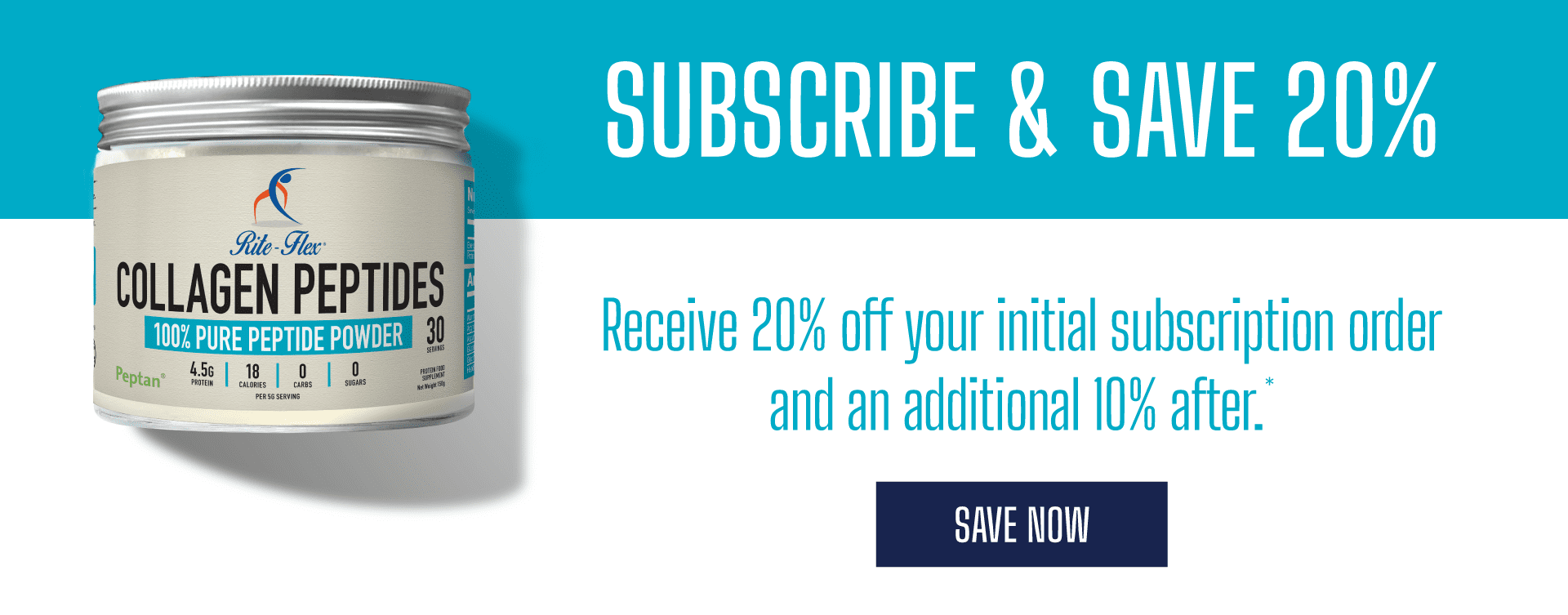 subscribe and save 20% on your initial subscription order of collagen powder